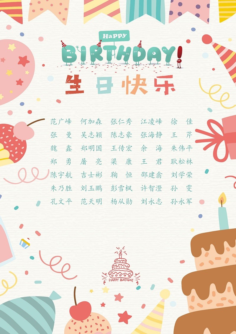 【生日祝?！抗ё?1月生日的員工生日快樂(lè )！